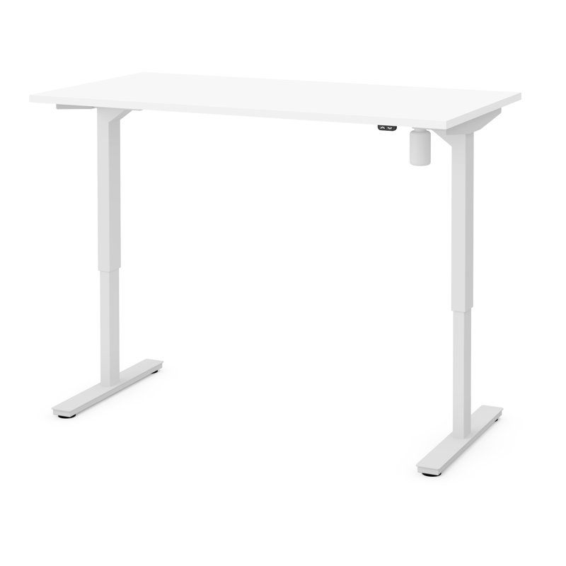 Bureau debout à hauteur ajustable Zoie, H 45 po x l 59,6 po x P 29,5 po, Blanc et blanc
