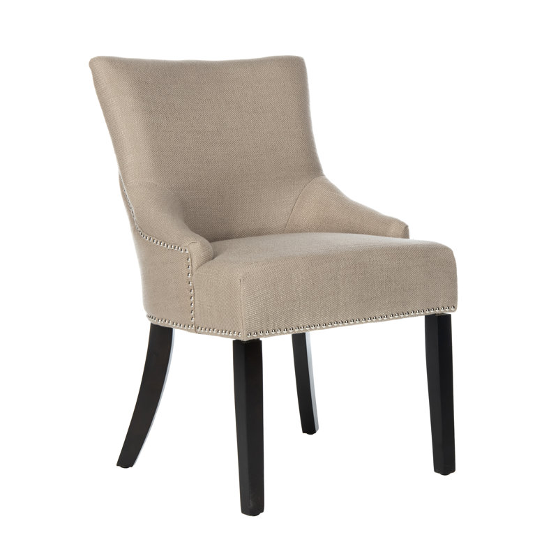 Bronte-May Tufted Upholstered Side Chair, Antique Gold, Espresso