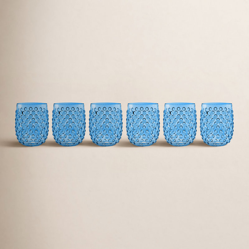 Hobnail Acrylic Stemless Wine Glass, Blue