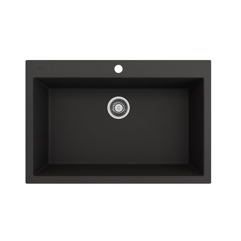 Campino 33'' L Single Basin Kitchen Sink, Matte Black