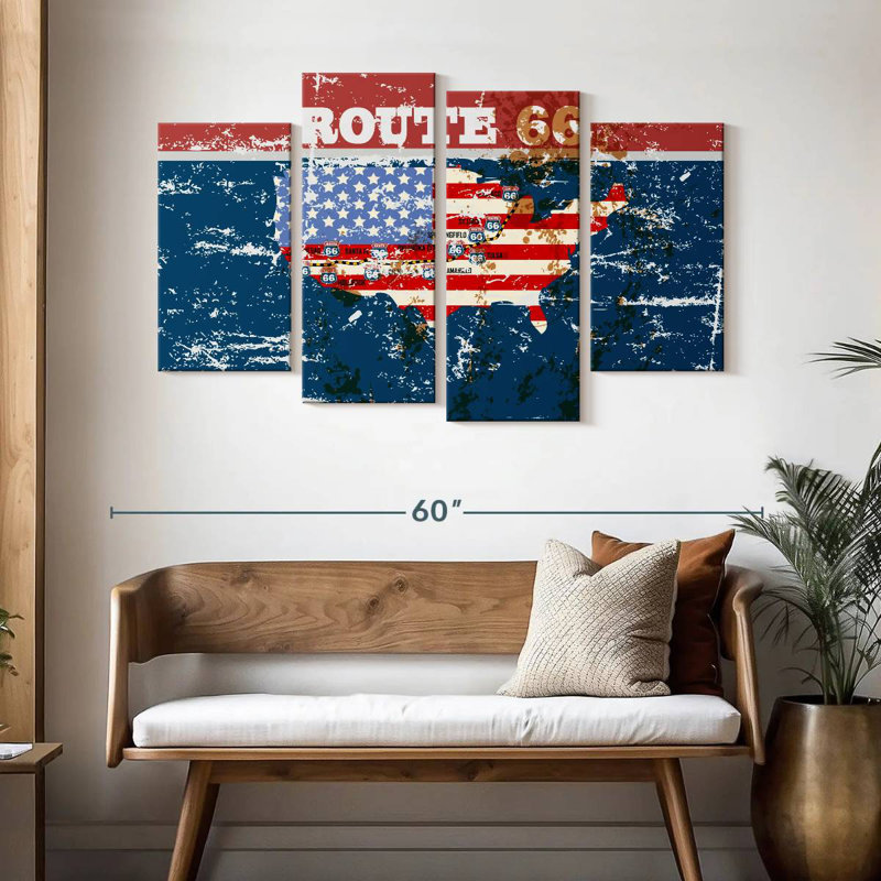 Route 66 drapeau américain grunge