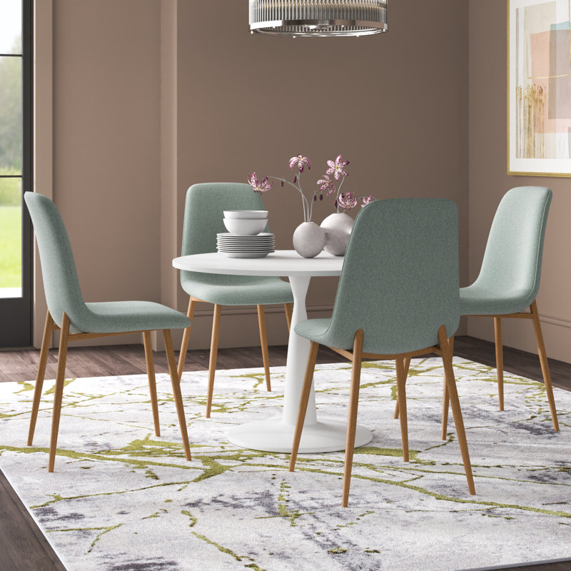 Ensemble de salle à manger 4 personnes avec table ronde Folmar, Turquoise