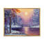 Coucher de soleil sur un pont de rivière d'hiver, art mural traditionnel sur toile-1211579152-1211579179