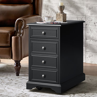 Williams End Table With Hooded Caster Wheels And Built-In Outlets