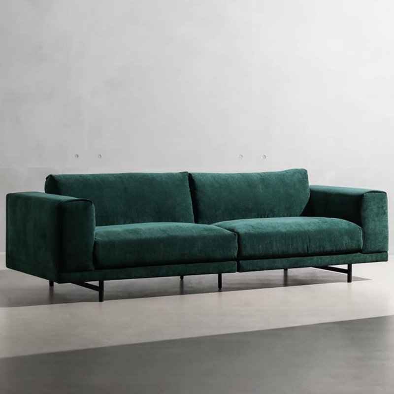 Canapé droit rétro vert foncé minimal
