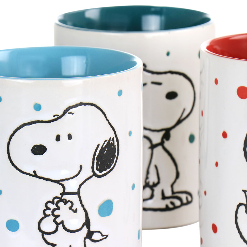Ensemble de grandes tasses en grès 15 pièces Gibson Peanuts Freckled Joy