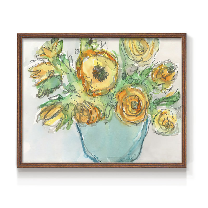 Printemps, accent floral II, reproduction encadrée, H 11 po x l 14 po, Noyer