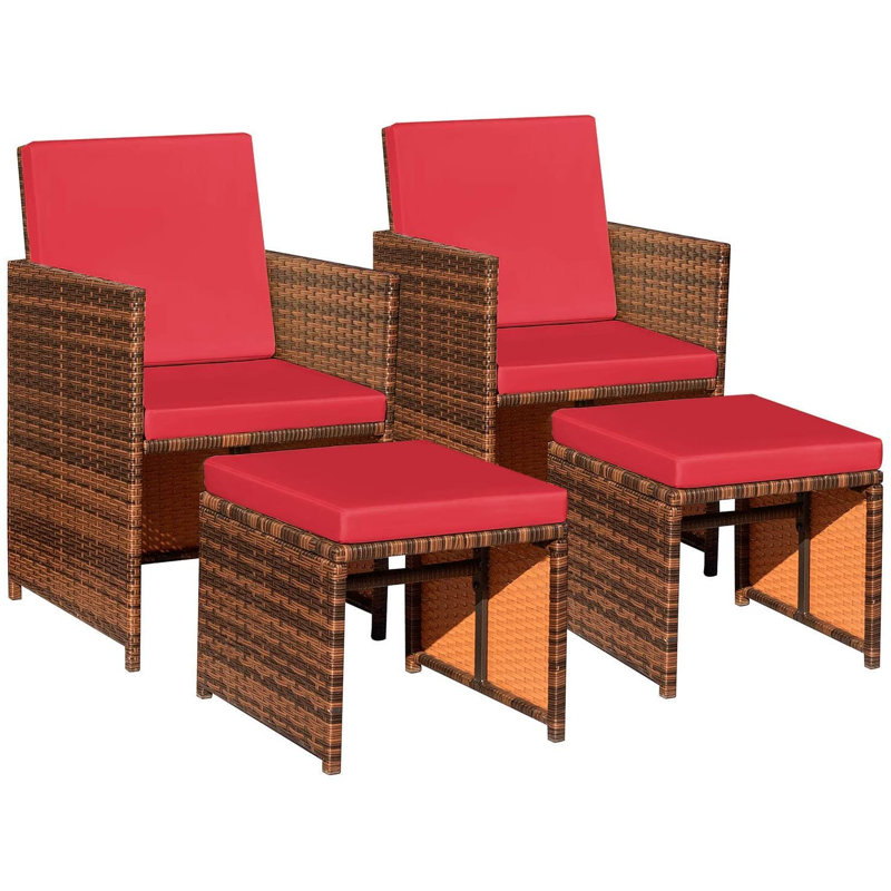 Fransje 2 - Person Patio Conversation Set with Cushions, Red
