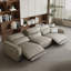 Canapé modulaire gris en cuir véritable