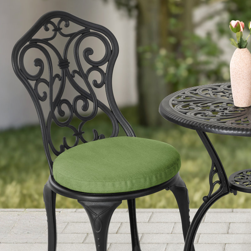 Patio 3-piece Bistro Set With Cushions, Patio Chairs And Outdoor Round Table With Umbrella Hole, Cast Aluminum Patio Set For Lawn, Garden, Porch, Poolside