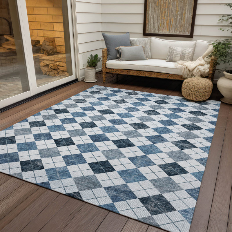 Machine Washable Indoor/Outdoor Leavittsburg ACN2237 Geometric Rug, Rectangle 3' x 5'