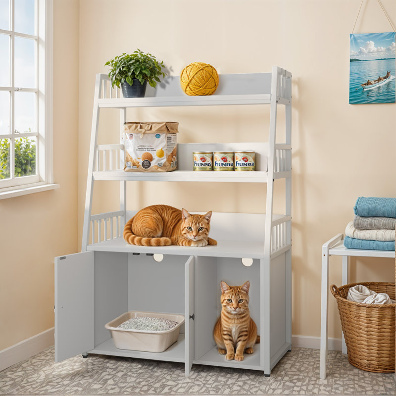 Armoire de rangement avec rangement multifonctionnel pour chat, Blanc