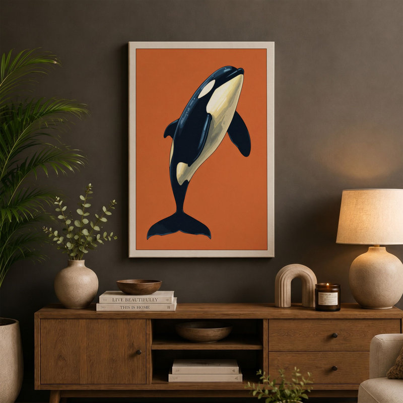 Leaping Orca Modern - Wrapped Canvas, 36x24 - 91.4 x 61.0 cm, White Border