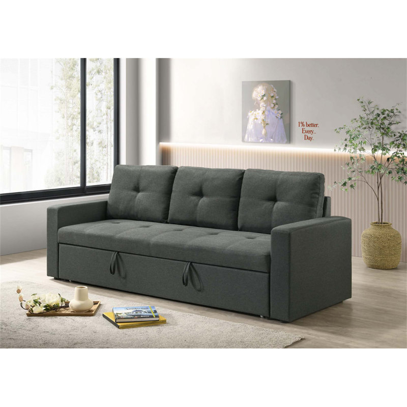Canapé-lit en tissu de 83,5 pouces de large Bergamo avec coussins capitonnés pour une assise confortable et une conversion facile au lit