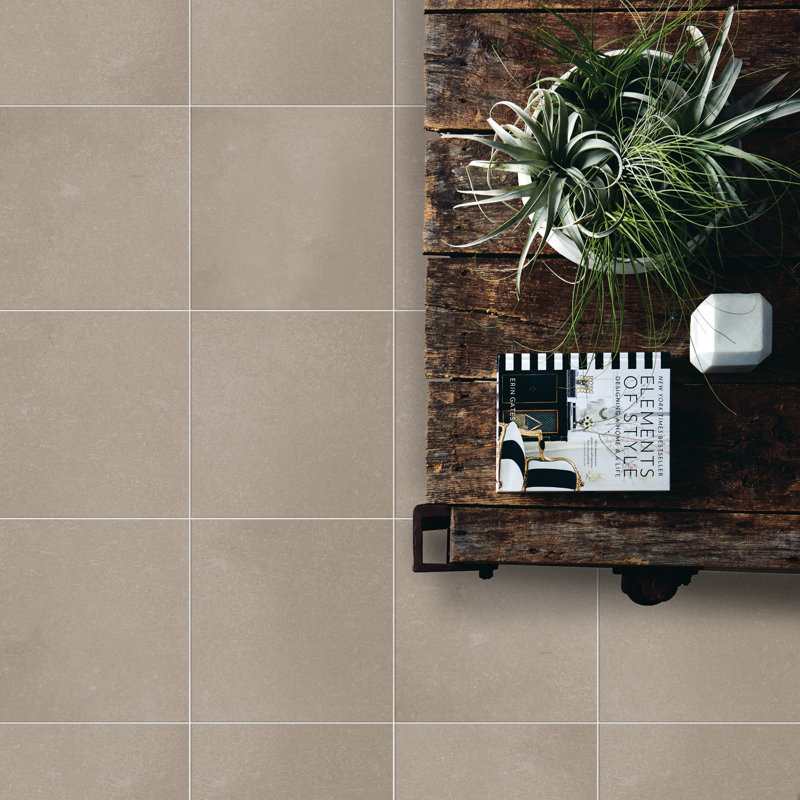 Literary License 12'' W x 12'' L Porcelain Concrete Look Singular Tile, Clay