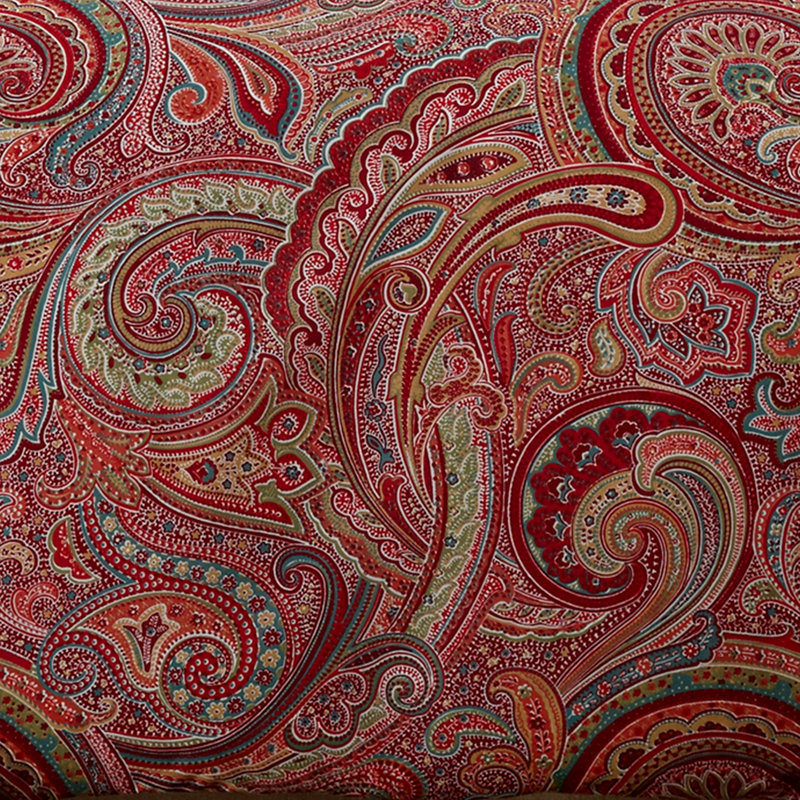 Spruce Red Paisley Cotton Twin Duvet Cover Set