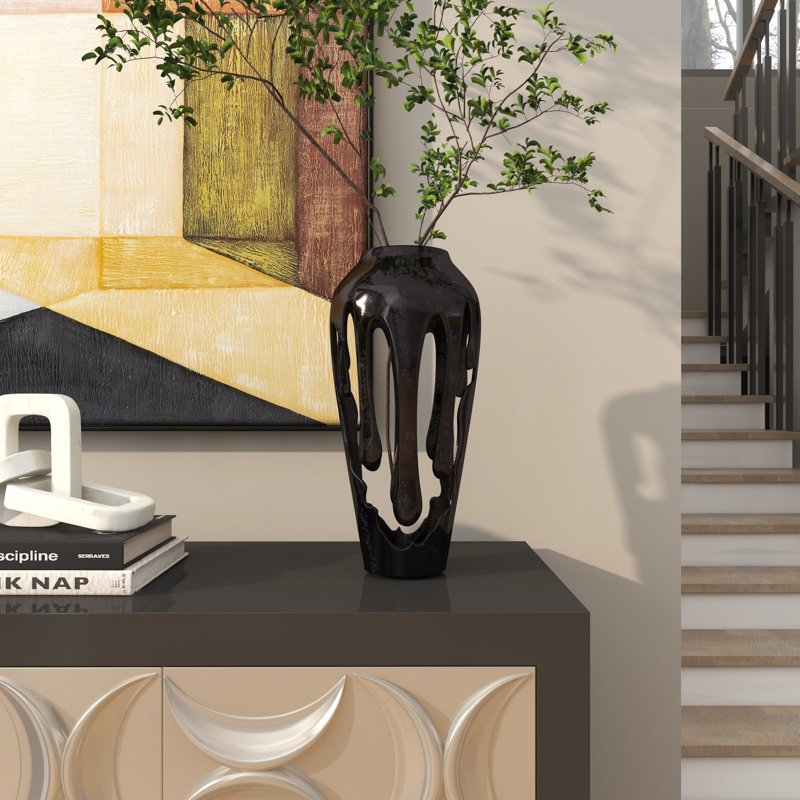 Vase décoratif Moderna, H 15,4 po x l 7,05 po x P 6,95 po, Noir