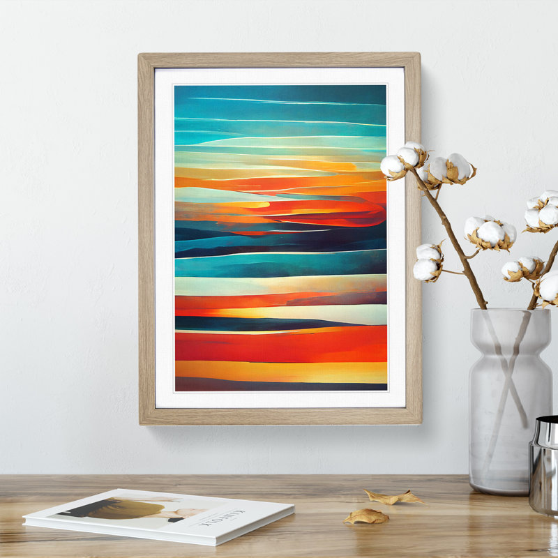 Abstract Sunset No.2 - Framed Print, 64cm H x 46cm W x 2cm D, Oak Framed