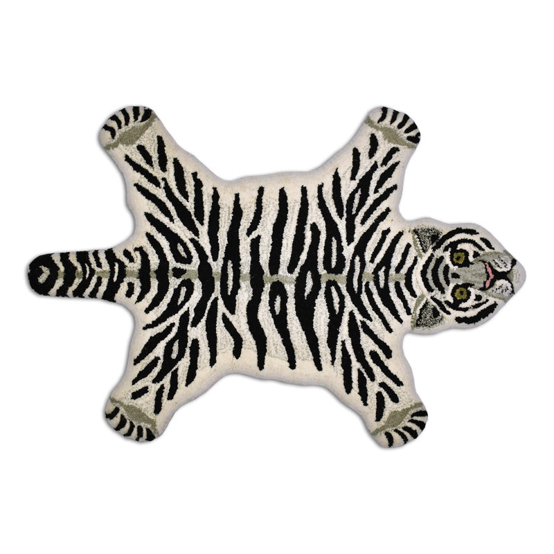 Tapis noir / blanc en laine Jacki, Nouveauté 2 pi x 3 pi