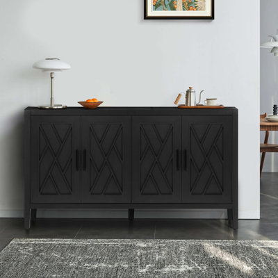 Armoire d'appoint Modern Farmhouse avec 4 portes et tablette réglable