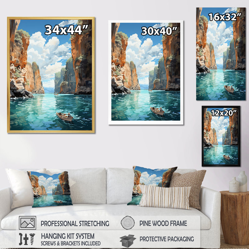 Falaises de Krabi, Lanese, Thaïlande, sur toile, H 20 po x l 12 po x P 1 po, Cadre photo argenté