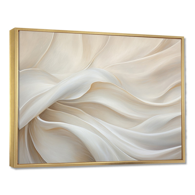 «Ivory Silk Fabric River», reproduction d'art sur toile encadrée, H 24 po x l 32 po, Reproduction avec cadre flottant, Doré