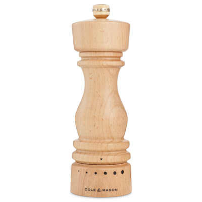 Cole & Mason London Natural Beech Grind Select Pepper Mill 7"