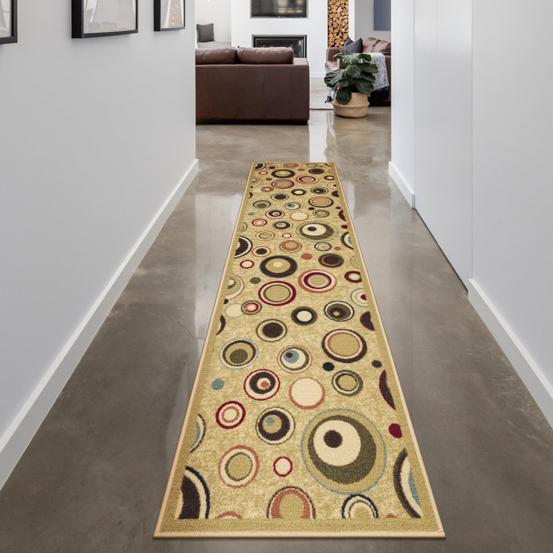 Machine Washable Non-Slip Rubberback Dot Area Rug For Living Room, Hallway, Runner 1'10" x 7'3"