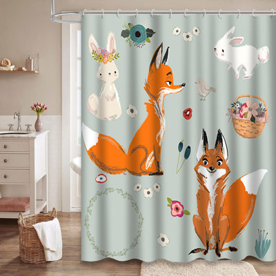Mignon rideau de douche à motif floral avec 12 crochets