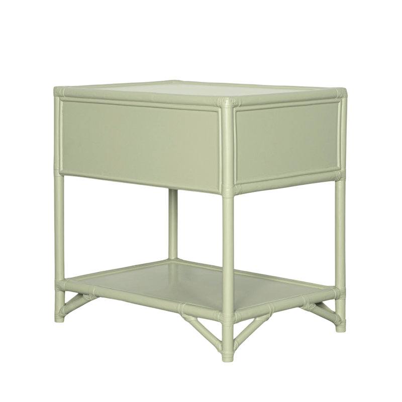 Olivia Collection 1 - Drawer Rattan Nightstand, Celery Green
