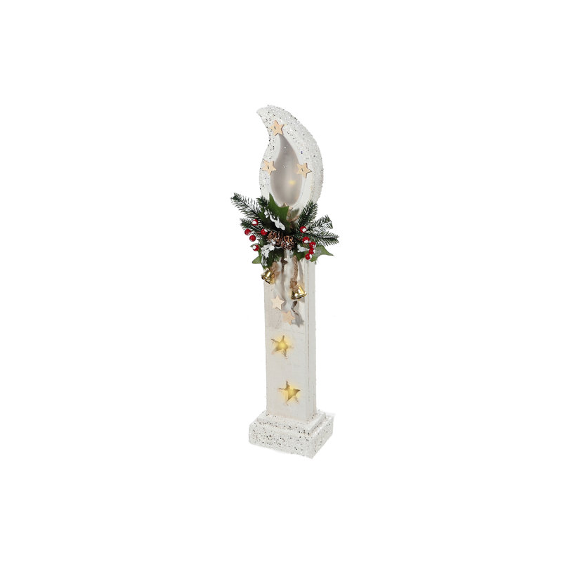 Chandelle en bois à DEL recouverte de neige, H 22 po x l 4 po x P 4 po