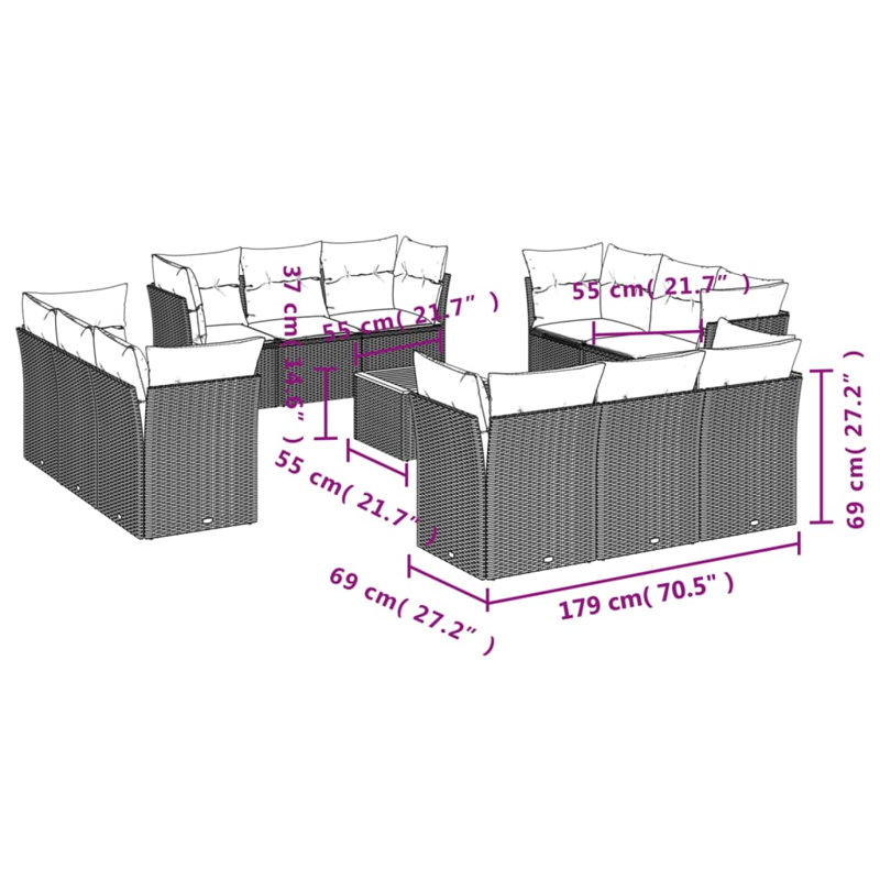 Ensemble de canapé de jardin Vidaxl