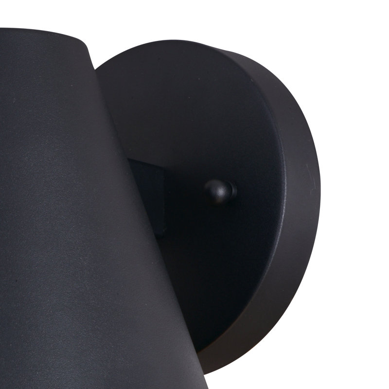 Berners 6.25 in. H 1-Light Textured Black Contemporary Outdoor Wall Sconce, Durable Steel Metal Cone Shade, LED Compatible, Dark Sky Compliant, Use for Exterior Porch Patio Front Door or Garage