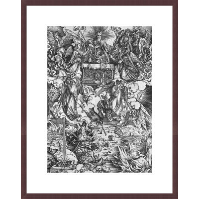 Scène de l'Apocalypse, l'ouverture du septième sceau, Les sept anges avec les trompettes, édition latino par Albrecht Dürer, impression giclée sur cadre