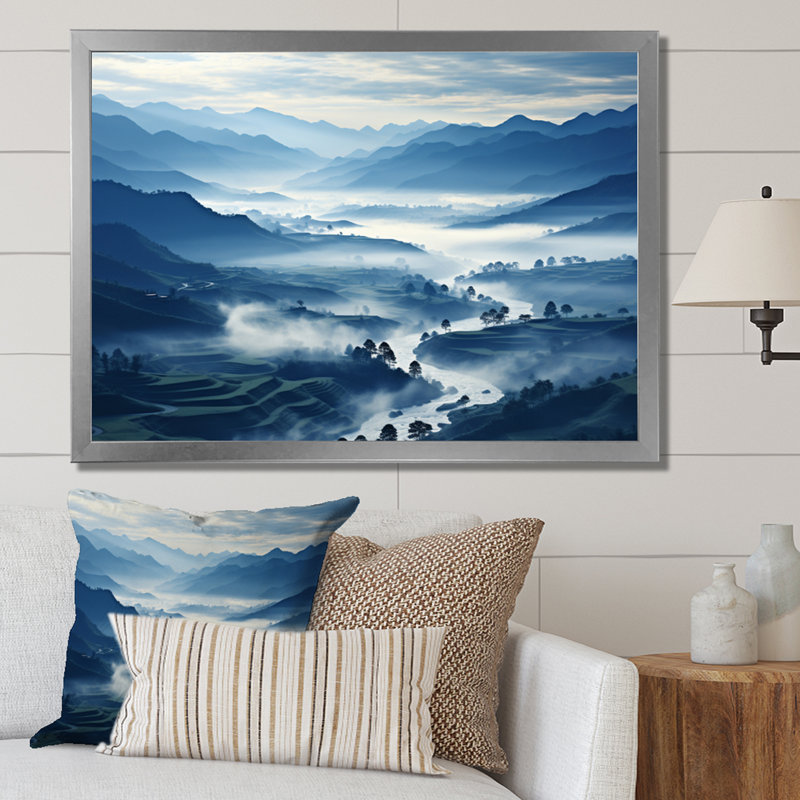 Thailande, Misty Mountains, Cadre photo argenté, H 30 po x l 40 po x P 1,5 po