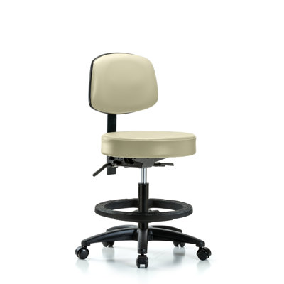 Zane Backed Adjustable Height Ergonomic Lab Stool with Footring Pedestal Base