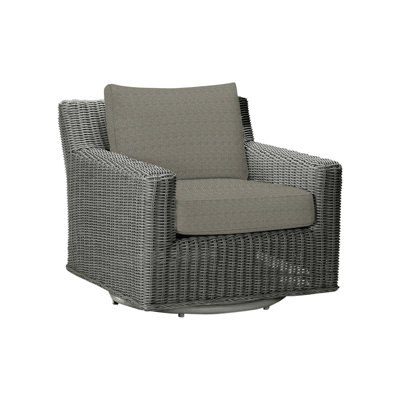 Fauteuil rotatif rustique tissé et haut-parleur gris ardoise