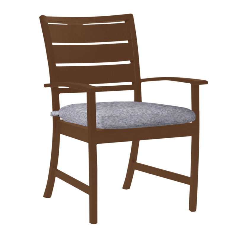 Charleston Aluminum Patio Dining Armchair with Cushions, Welt, Charleston Aluminum #60 Oak, Verona Silver