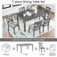 7-Piece Solid Wood Dining Table and Chairs Set, Modern 58.5 Inch Table with 6 Padded Chairs for Kitchen, Dining Room, Grey-760624748