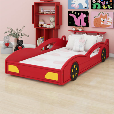 Lit de voiture de course, lit plateforme en forme de voiture avec roulettes