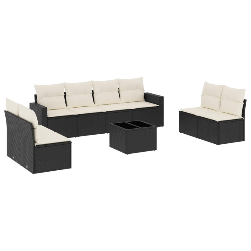 Ensemble de canapé de jardin d'extérieur noir et blanc crème, Beige