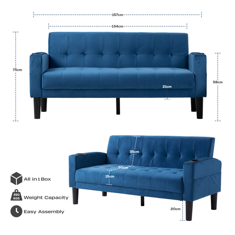 2 Seater Sofa, Blue