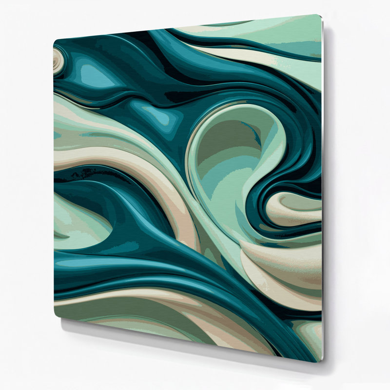 Paysage abstrait 34, art mural en métal vert, H 12 po x l 12 po