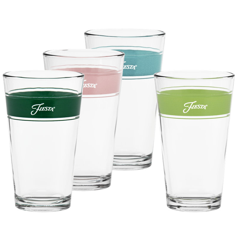 Fiesta® Frame 4pc Cooler Glass Set, 16 oz., Green/Pink/Teal