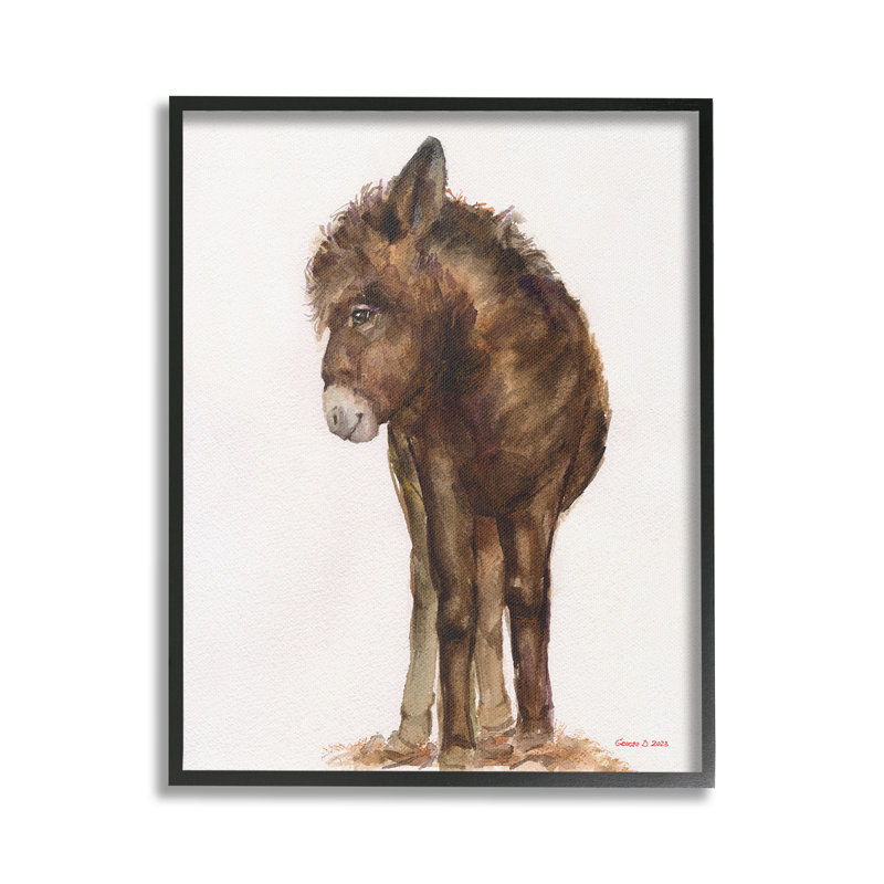 «Sourire d'âne», estampe numérique encadrée par GeorgeDyachenkoArt, H 20 po x l 16 po, Giclée encadrée noir minuit