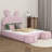 Full Size Upholstered Platform Bed, With 2 Storage Stools, Cute Cartoon Ears Shaped Headboard With LED Light