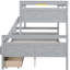Lit superposé simple au-dessus d'un lit double gris avec garde-corps sécuritaire et lit de rangement pratique, gris, options-121097363