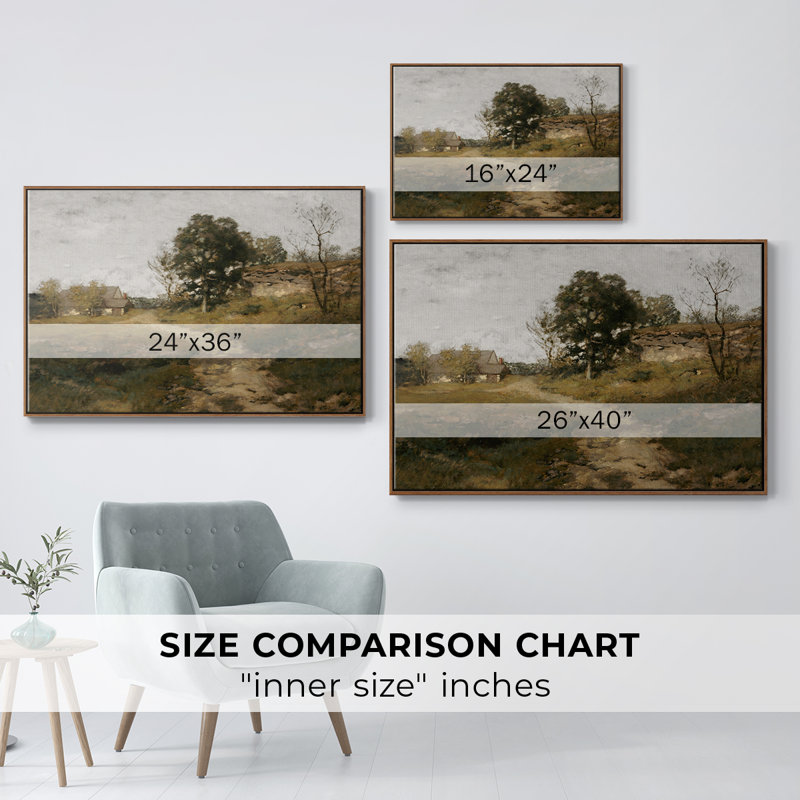 Paysage rétro - MLXII, H 17 po x l 25 po, Toile encadrée noyer flottant