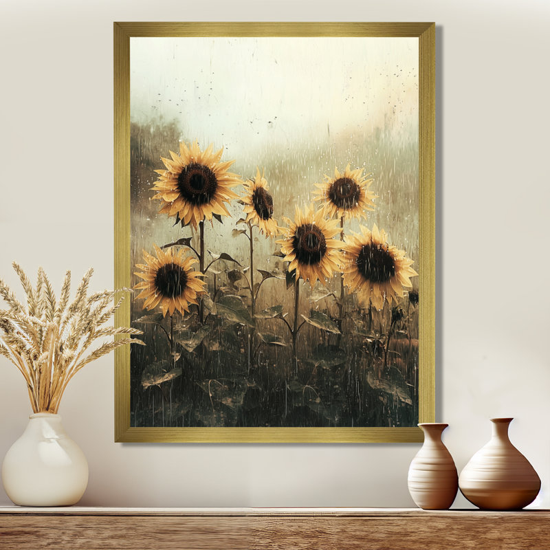 Doykos - Art mural sur toile florale, H 40 po x l 30 po, Picture Framed, Doré