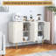 Buffet 48 po, crédence de rangement 4 portes cannelée avec tablettes réglables et pieds dorés, console moderne pour vestibule, salle à manger, salon-515423092